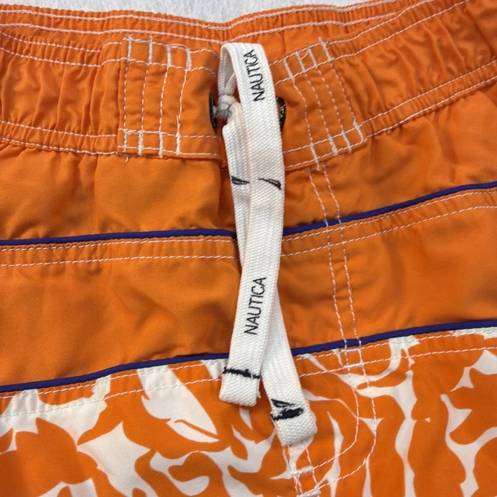 Nautica Youth Teen Boys Kids Lined Swim Trunks Shorts XL 18 20 Orange White EUC